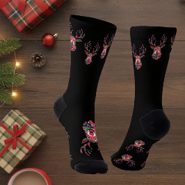 Pixel Reindeer Ugly Sweater Christmas Socks
