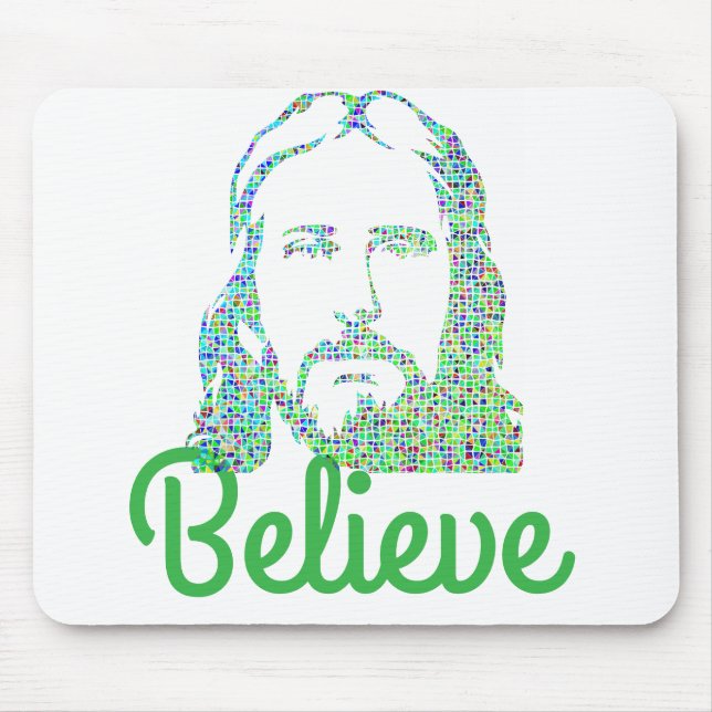 Pixeled Image of Jesus Desktop Computer Mousepad (Frente)