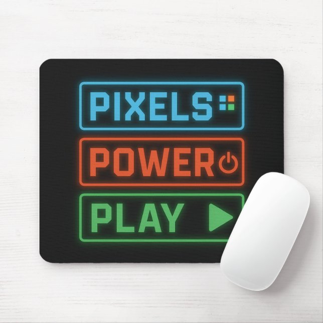 Pixels Power Play – Retro Gamer Mousepad Design (Com mouse)