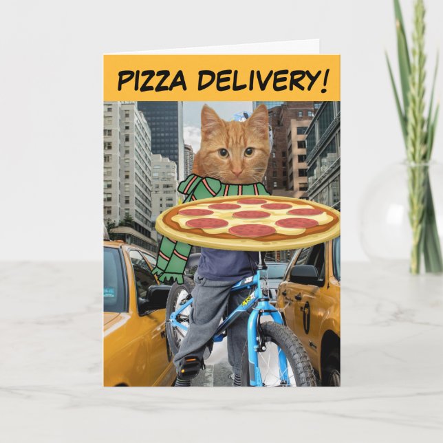 PIZZA CAT - CARTÕES DE ANIVERSÁRIO DE ENTREGA DE G (Frente)