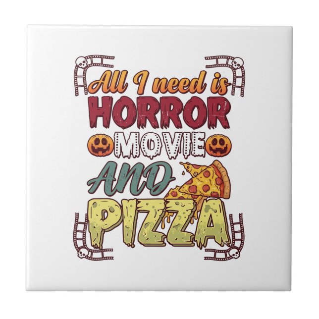 Pizza de Filme de Terror Halloween Abóbora Crânio  (Frente)