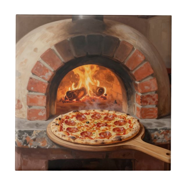 Pizza de Pepperoni Assada à Lenha Rústica Italiana (Frente)