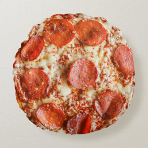 Pizza de pepperoni e almofada redonda novidade