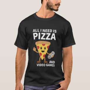 Pizza Gamer Engraçado Camisa de Vídeo Game Menino