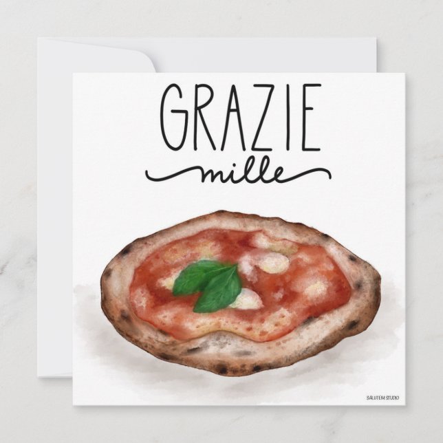 Pizza italiana Grazie Mille Obrigado-you Card (Frente)