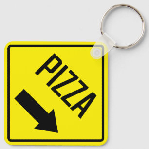 Pizza Metal Square Chaveiro