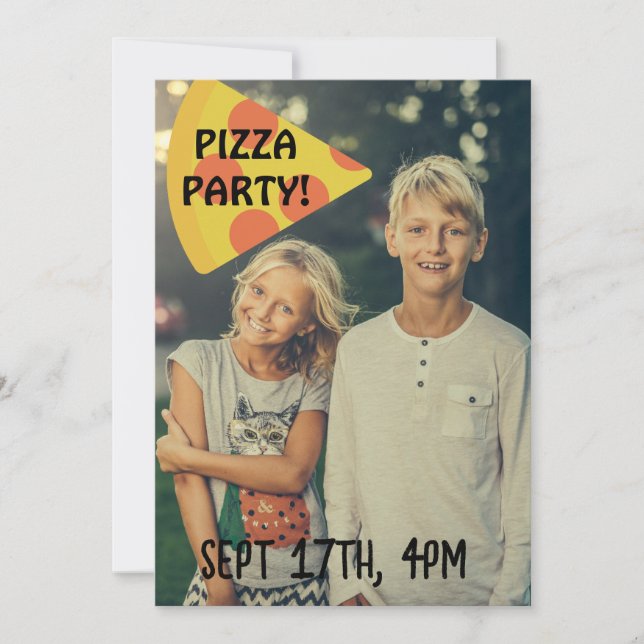 PIZZA PARTITY KIDS FOTO Convites PERSONALIZADOS (Frente)