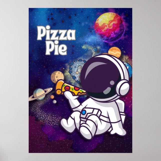 Pizza Pie fun Astronaut Wall art Poster (Frente)