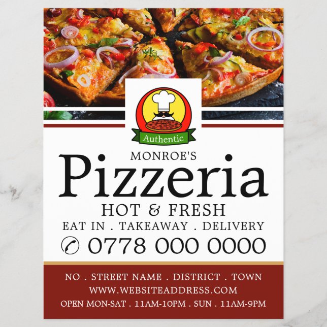 Pizza Restaurant, Pizzeria Menu Advertising Flyer (Frente)