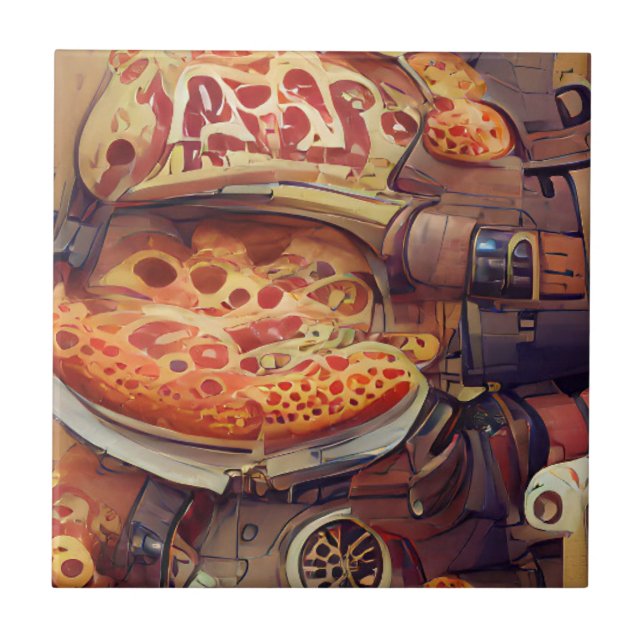 Pizza steampunk gráfico abstrato (Frente)