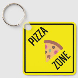 Pizza Zone Metal Square Chaveiro
