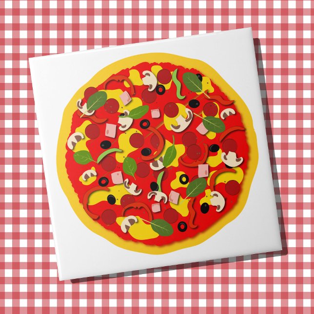 Pizzeria Pepperoni Pizza Colorida (Colorful pizzeria ceramic wall tile)