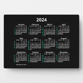 Placa 2024 Neon 52 Week ISO Desk Calendar de 5 x 7 de ja