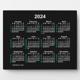 Placa 2024 Neon 52 Week ISO Desk Calendar por Janz 8x10