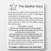 A história do Starfish. Poema de Starfish.