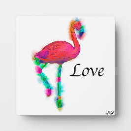 Placa Amor - Abstrato Flamingo Step
