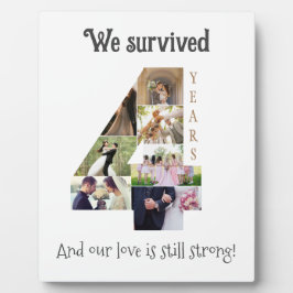 Placa Aniversário de Casamento de Quatro Anos