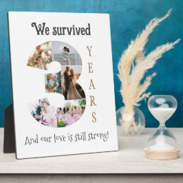 Placa Aniversário de Casamento de Três Anos