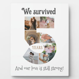 Placa Aniversário de cinco anos de casamento