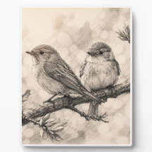 Arte de Parede Esboço de Aves da Floresta Vintage 
