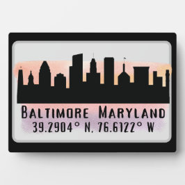 Placa Baltimore Skyline Latitude e Longitude