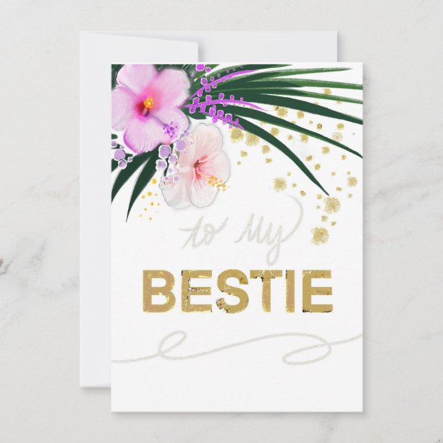 Placa Bestie com Destaques Florais e Dourados (Frente)