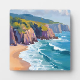 Placa Big Sur, California Watercolor Ocean Painting Art