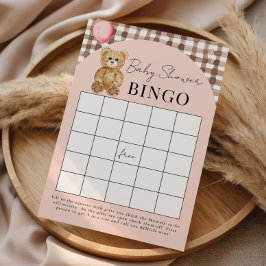 Placa Bingo Rosa Blush Chá de fraldas Urso