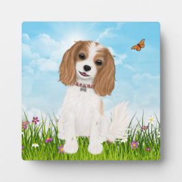 Placa Blenheim Cavalier King Charles Spaniel em Flores