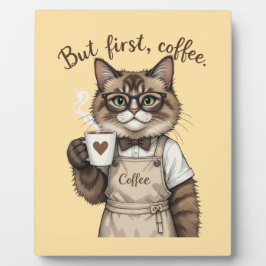 Placa But First, Coffee Cat