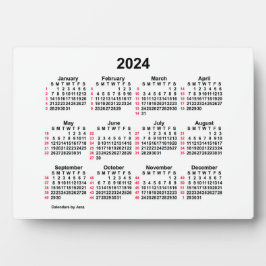 Placa Calendário branco da Mesa ISO 2024, de 52 semanas,