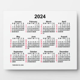 Placa Calendário branco da Mesa ISO 2024 de 52 semanas p