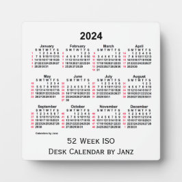 Placa Calendário branco da Mesa ISO 2024 de 52 semanas p