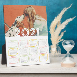 Placa Calendário personalizado para desktop 2021 | Folha