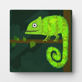 Placa Camaleão bonito verde