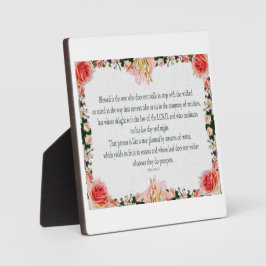 Placa Caminho da Arte da Escritura do Salmo 1 da Direita