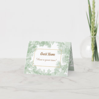 Placa cartões de agradecimentos e mesa