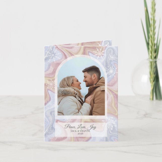 Placa Cartões de natal Azul Arch Modern (Frente)