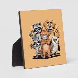 Placa Cartoon Animal Friends Team Illustration