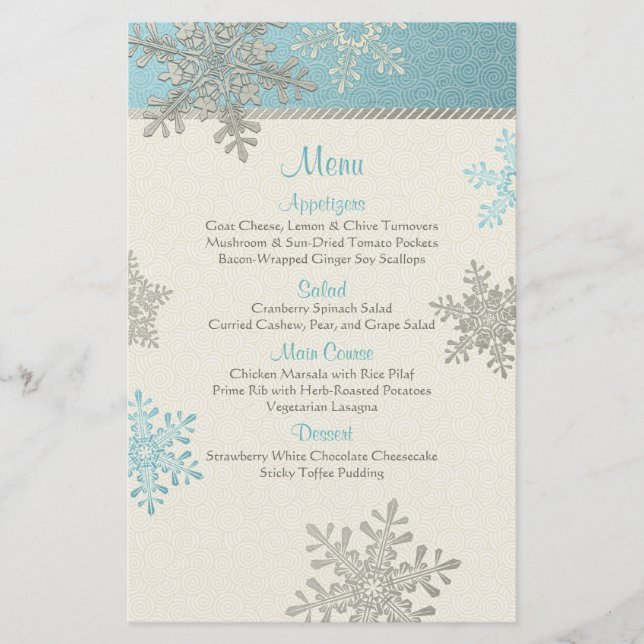 Placa Casamento no inverno Silver Blue Snowflakes (Frente)