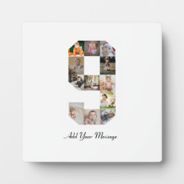 Placa Colagem de Fotos Número 9 Preto e Branco