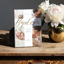 Colagem Fotográfica Dourada de Caligrafia Baptism 