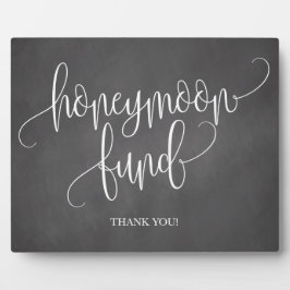 Placa Com Foto Chalkboard Honeymoon Fund - Sinal de Casamento