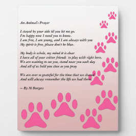 Placa Com Foto Uma Oração de um Animal -