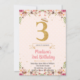 Placa convite de festas princesa aniversário de 3