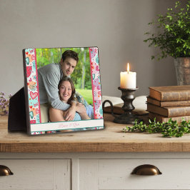 Placa Corações de Amor Bonito Foto Nomes Personalizados