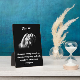 Placa Cuidando da enfermeira com poderosa citação