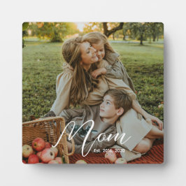 Placa Custom Mom Established Modern Script Photo Plaque