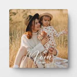 Placa Custom Mom Established Modern Script Photo Plaque