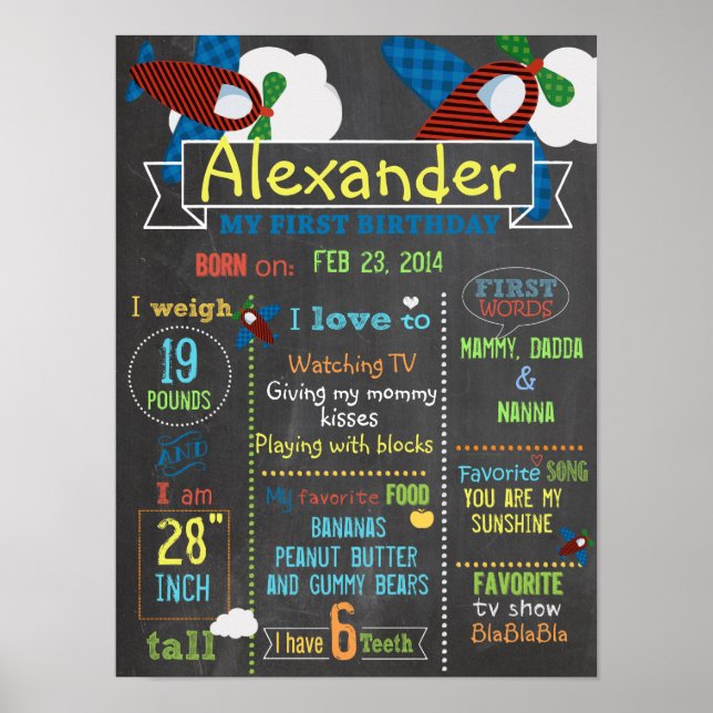 Placa de 1º aniversário - poster (Frente)